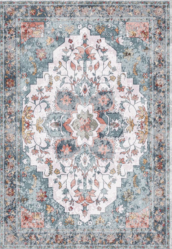 Photo 1 of 5x7 Area Rugs for Bedroom, Machine Washable Boho Rug for Living Room Indoor Vintage Oriental Office Rug Non-Slip floral Large Kitchen Dining Room Printed Distressed Carpet Vintage Green