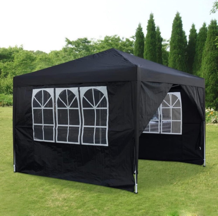 Photo 1 of Panana Pop Up Outdoor Gazebo Marquee 10''x10'' Garden Awning Tent Folding Canopy with 4 Sidewall and Carrying Bag for Festival Wedding Party 3MX3M (3x3m, Black)