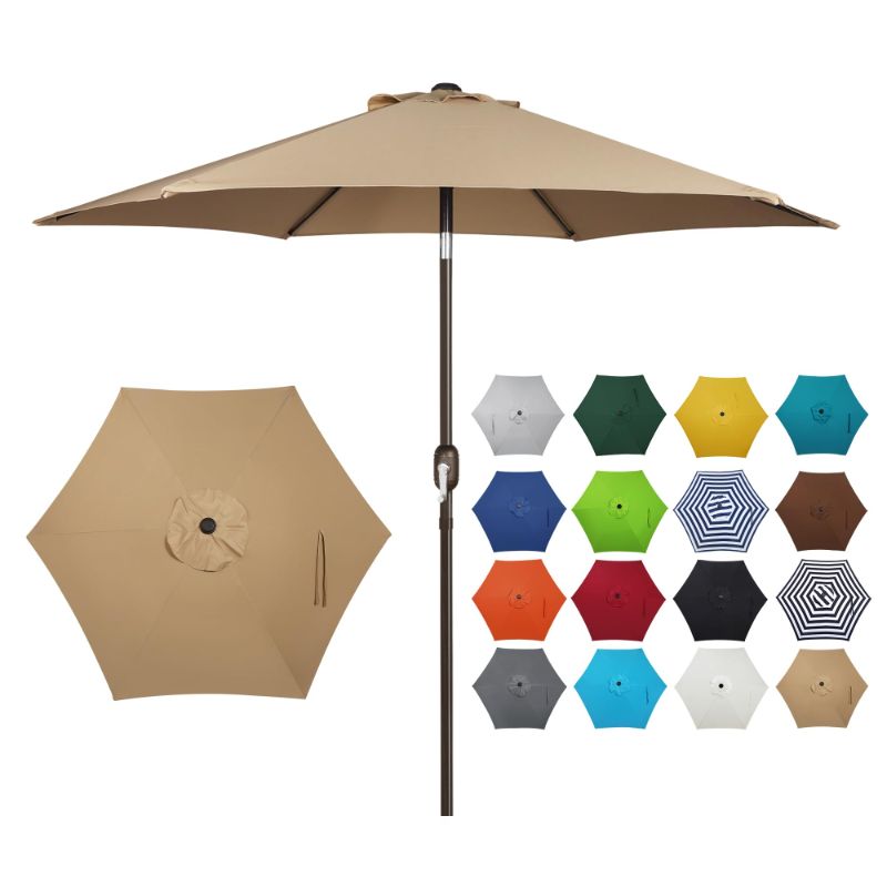 Photo 1 of Blissun 7.5 ft Patio Umbrella, Yard Umbrella Push Button Tilt Crank (Tan)