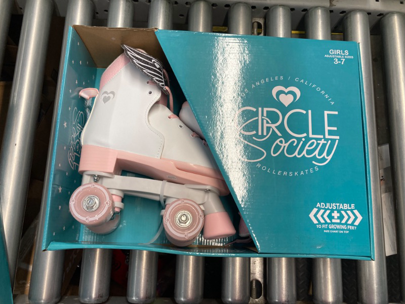 Photo 2 of Circle Society Classic Adjustable Indoor and Outdoor Childrens Roller Skates - Classic Pink Vanilla, 3-7 US Classic Pink Vanilla 3-7 US