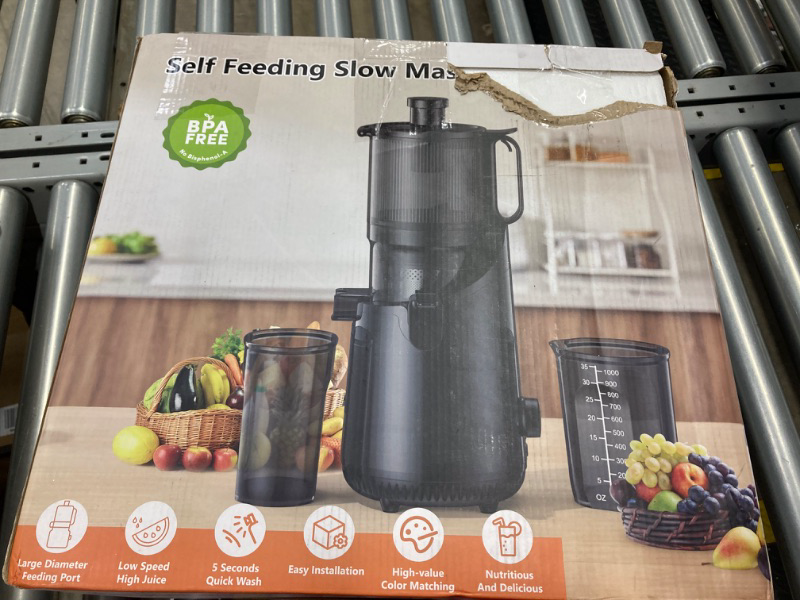 Photo 3 of ***SEE NOTES***Cold Press Juicer, Amumu Slow Masticating Machines with 5.3" Extra Large Feed Chute Fit Whole Fruits & Vegetables Easy Clean Self Feeding Effortless for Batch Juicing, High Juice Yield, BPA Free 250W Black