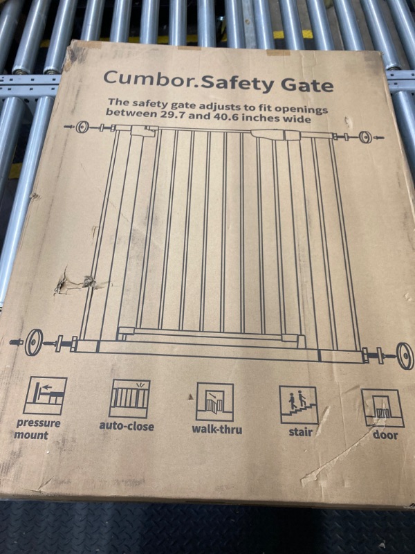 Photo 2 of ** FACTORY SEALED ** Cumbor 36" Extra Tall Baby Gate for Dogs and Kids with Wide 2-Way Door, 29.7"-40.6" Width, and Auto Close Personal Safety for Babies and Pets, Fits Doorways, Stairs, and Entryways