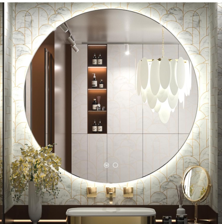 Photo 1 of  ** FACTORY SEALED ***Keonjinn 36 Inch LED Round Mirror for Bathroom 3 Color Lights, UL Listed LED Driver, Backlit Lighted Vanity Mirror Large Circle Mirror Dimmable Wall Mounted Vanity Mirror Anti-Fog Illuminated Mirror