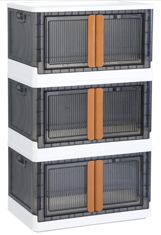 Photo 1 of Closet Organizers and Storage - Stackable Cabinet Storage - Collapsible Storage Bin with Lid for Dorm Room - Trunk Car Organizer - Plastic Folding Storage Box for Home