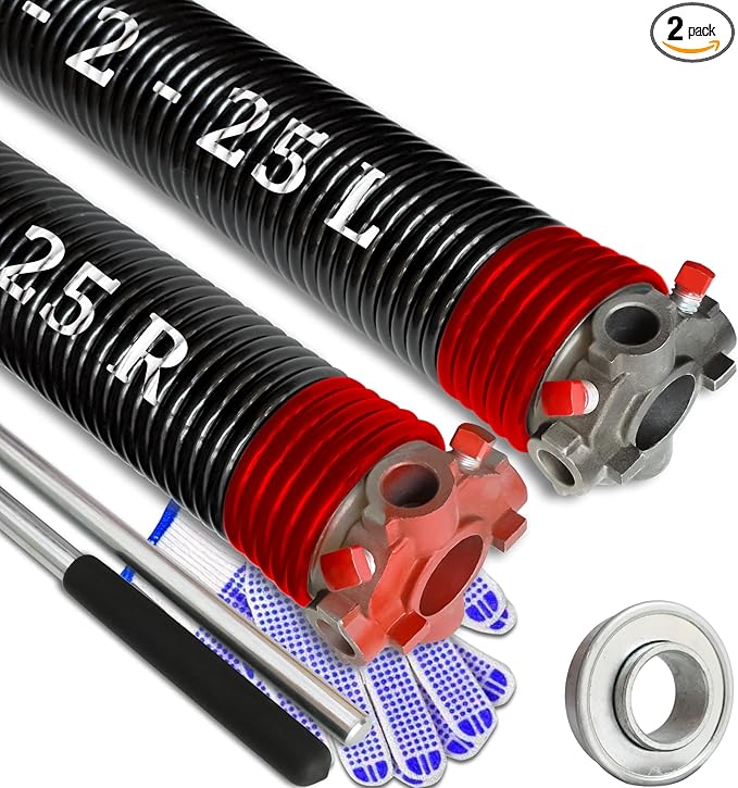 Photo 1 of 2" Garage Door Springs Pair, Garage Door Spring Replacement,Torsion Springs for Garage Door Set Includes Left Right Door Springs, with Non-Slip Winding Rods for DIY Replacement (0.250x2''x29'')