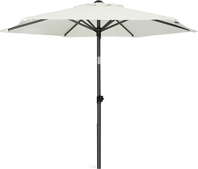 Photo 1 of AMMSUN 6ft Patio Umbrella Outdoor Table Umbrellas with Push Button Tilt, UPF50+ Premium Steel Pole and Ribs for Deck, Lawn, Garden, Backyard & Pool (White)