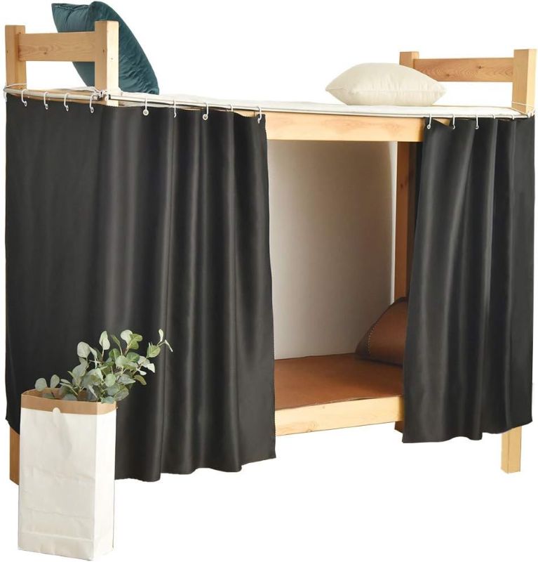 Photo 1 of Cniuyhi Bottom Bunk Bed Blackout Curtains Canopy Single Size, Privacy Bed Drapes, 2 Panels, Black … Solid