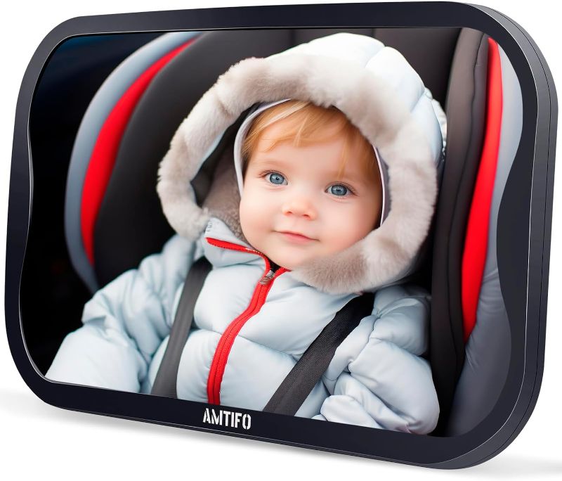 Photo 1 of Baby Car Mirror Gifts for Newborns: Ease of Installation Non-Shaking Stability Car Seat Mirror Rear Facing Shatterproof Backseat Mirror View Infant Curved Wide-angle Carseat Mirror - AMTIFO