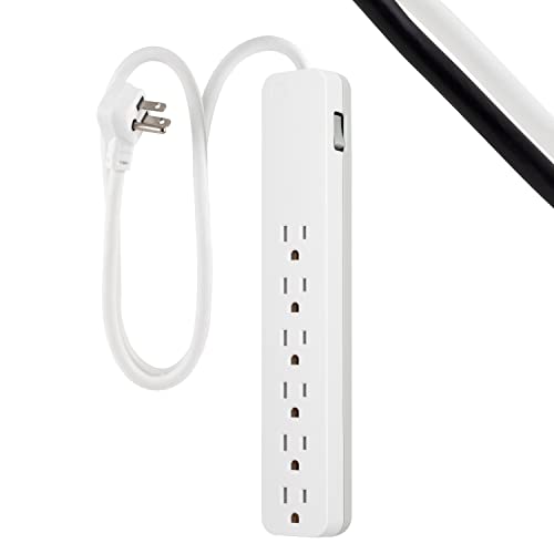 Photo 1 of GE 6-Outlet Surge Protector, 3 Ft Extension Cord, Power Strip, 840 Joules, Flat Plug, UL Listed, White, 62688
