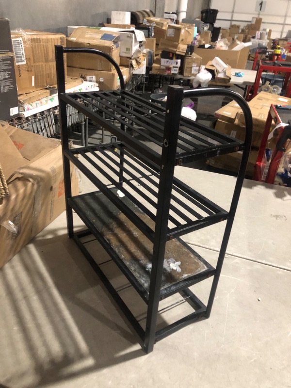 Photo 5 of ***USED - DIRTY - NO PACKAGING - SEE COMMENTS***
4 Tier Metal Shelving, Black, with Beige Drawers 24" L x 9.5" W x 29" H