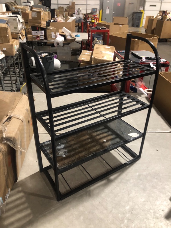 Photo 1 of ***USED - DIRTY - NO PACKAGING - SEE COMMENTS***
4 Tier Metal Shelving, Black, with Beige Drawers 24" L x 9.5" W x 29" H