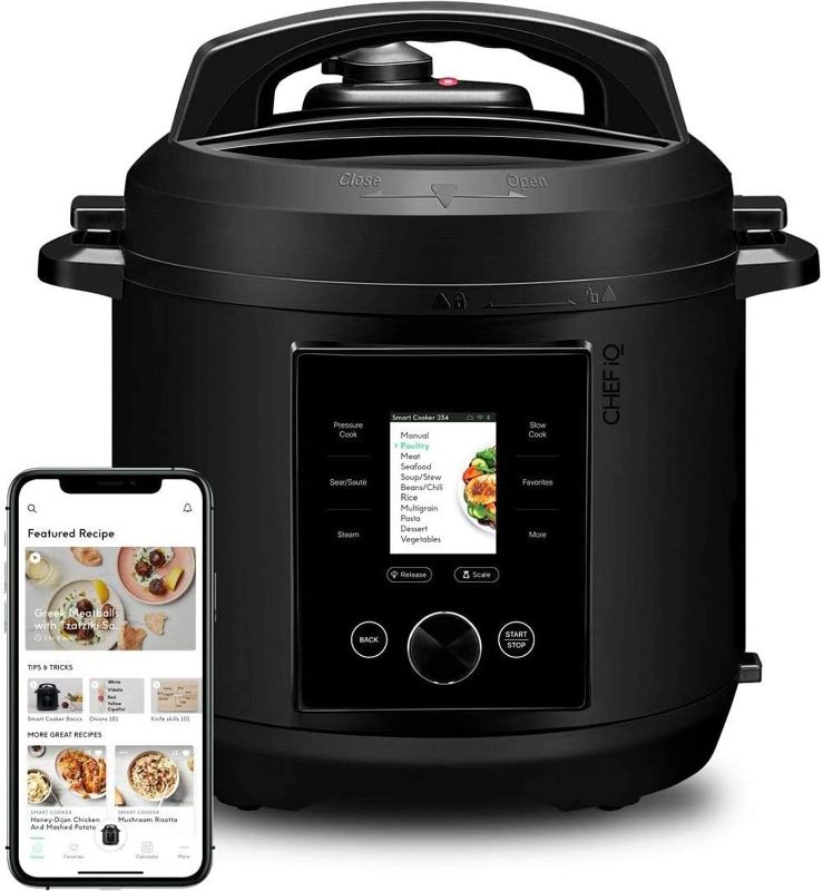 Photo 1 of CHEF iQ Smart Pressure Cooker 10 Cooking Functions & 18 Features, Built-in Scale, 1000+ Presets & Times & Temps w/App for 600+ Foolproof Guided Recipes, Rice & Slow Electric MultiCooker, 6 Qt
