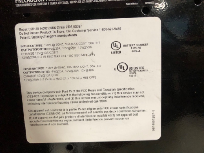 Photo 5 of ***USED - LIKELY MISSING PARTS - UNABLE TO VERIFY FUNCTIONALITY - NO PACKAGING***
Schumacher DSR139 225/50/25/10 Amp 6/12V Manual Wheel Charger