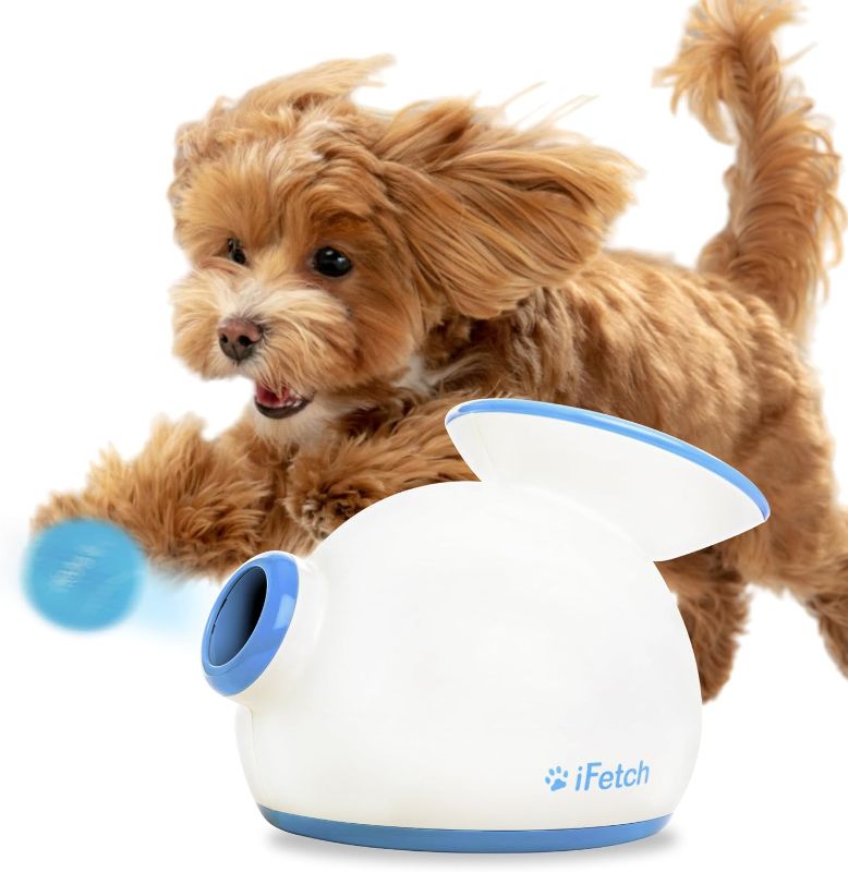 Photo 1 of **UNKNOWN IF FUNCTION UNTESTED DOES NOT INCLUDE BALLS AND BATTERIES** iFetch Automatic Dog Ball Launcher for Small to Medium Dogs, Indoor/Outdoor Interactive Toy Machine, Includes 3 Mini Tennis Balls
