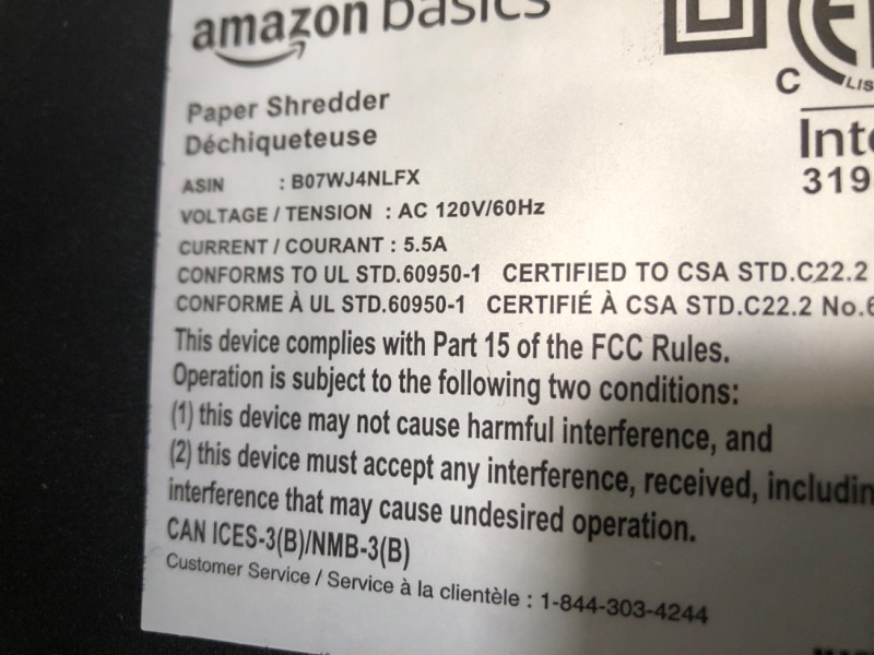 Photo 4 of (not functional)(sold for parts only) Amazon Basics 24-Sheet Cross-Cut Paper, CD and Credit Card Home Office Shredder