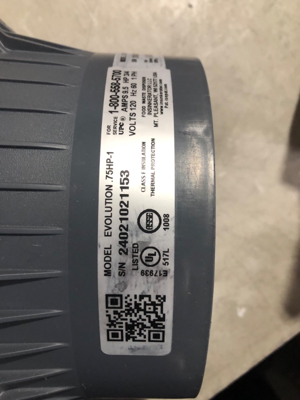 Photo 5 of ***USED - LIKELY MISSING PARTS - UNABLE TO VERIFY FUNCTIONALITY***
InSinkErator EVOLUTION 0.75HP 3/4 HP, Advanced Series EZ Connect Continuous Feed Food Waste Garbage Disposal, Gray Advanced Series with EZ Connect