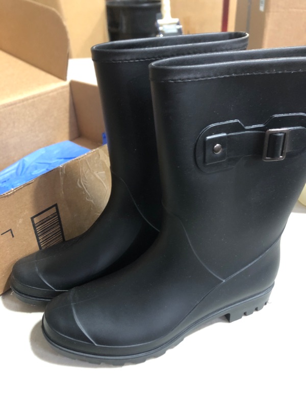 Photo 3 of (see all images)(women;s 7) Evshine Women's Mid Calf Rain Boots Waterproof Garden Shoes 7Matte Black