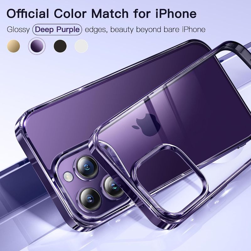 Photo 1 of Alphex Official Color Match for iPhone 14 Pro Max Case Clear, Anti-Fingerprints, 10FT Military Grade Protective, Soft Glossy Matte Slim Women Men Phone Cover 6.7 inch, Deep Purple