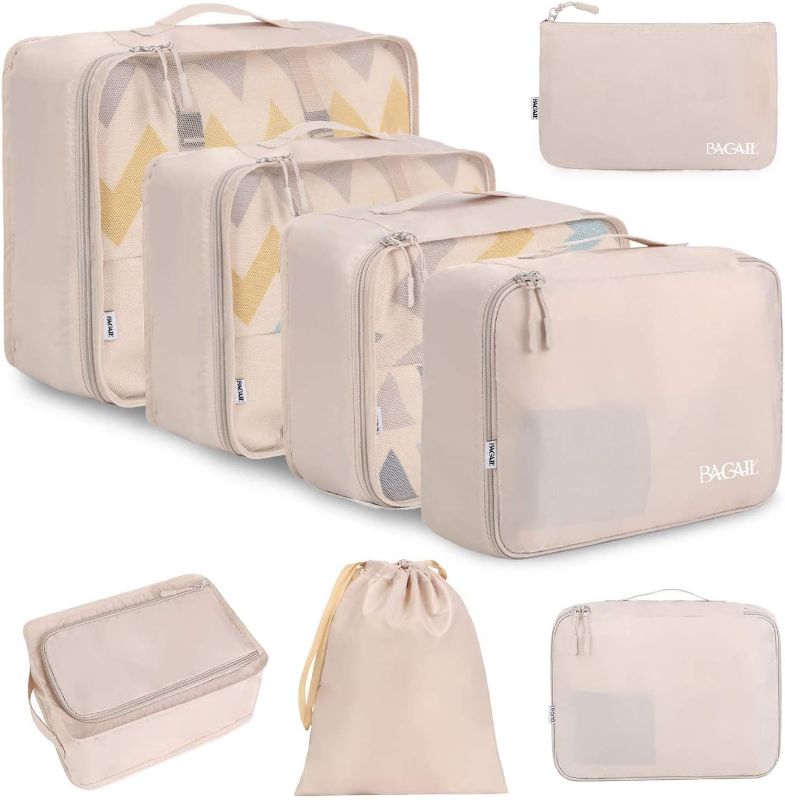 Photo 1 of BAGAIL 8 Set Packing Cubes Luggage Packing Organizers for Travel Accessories-Cream
