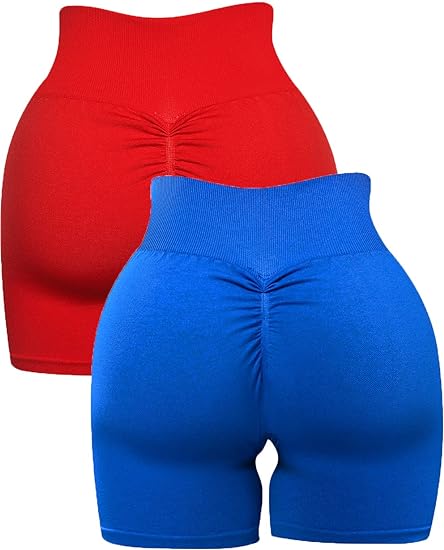 Photo 1 of Abonlen Women Scrunch Seamless 2 Piece Workout Shorts High Waisted Yoga Shorts Gym Running Athletic Biker Shorts SMALL
