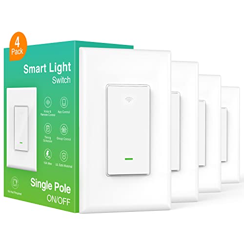 Photo 1 of Smart Wi-Fi Light Switch Compatible with Alexa and Google Assistant 2.4Ghz, Single-Pole,Neutral Wire Required,UL Certified,Remote/Voice Control and Sc
