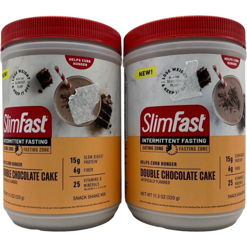 Photo 1 of (2) Slimfast Intermmitent Fasting Double Chocolate Cake 320g Exp-02/2024+
