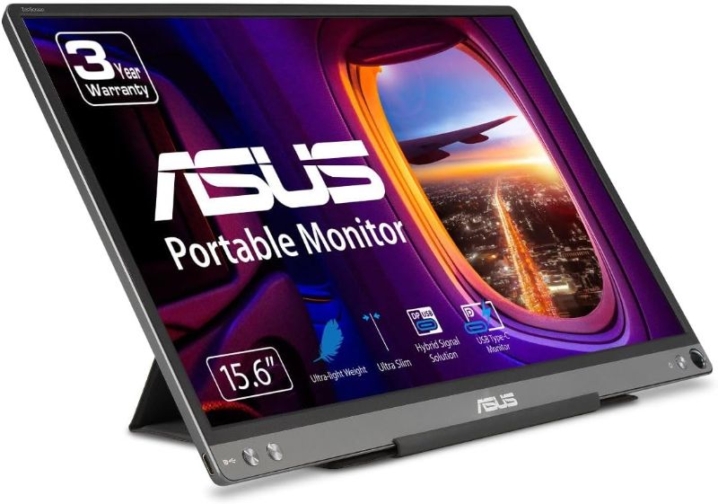 Photo 1 of ASUS ZenScreen 15.6” 1080P Portable USB Monitor (MB16ACE) - Full HD (1920 x 1080), IPS, USB Type-C, Eye Care, Anti-Glare Surface, Lite Smart Case, External screen for laptop, 3-Year Warranty,Dark Gray
