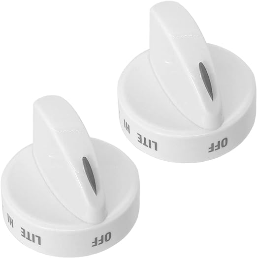 Photo 1 of 2Pcs 316442512 Burner Control Knob, Gas Range Knobs Compatible with Frigidaire, Kenmore, Sears Range Oven, Stove Knobs Replacement Part, Replaces PS2332410, AP4327159, FRG316442512 White
