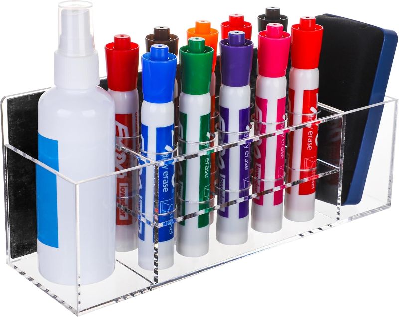 Photo 1 of Simetufy Acrylic Dry Erase Marker Holder with Movable Magnets