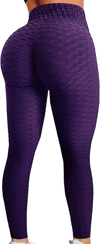 Photo 1 of A AGROSTE Women's High Waist Yoga Pants Tummy Control Workout Ruched Butt Lifting Stretchy Leggings Textured Booty Tights Small A-