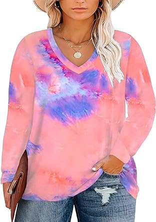 Photo 1 of DOLNINE Plus-Size Tops for Women Long Sleeve V Neck T Shirts size 20w