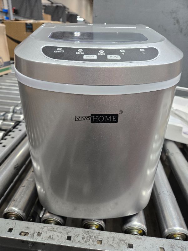 Photo 2 of **UNKNOWN IF FUNCTIONAL UNTESTED** VIVOHOME Electric Portable Compact Countertop Automatic Chewable Nugget Ice Cube Maker Machine with Hand Scoop 10 Ice Bags and Self Cleaning Function 44lbs/Day Silver Nugget Ice - 44lbs Silver