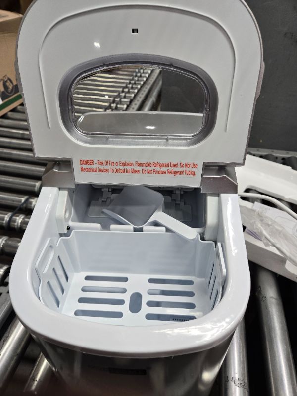 Photo 3 of **UNKNOWN IF FUNCTIONAL UNTESTED** VIVOHOME Electric Portable Compact Countertop Automatic Chewable Nugget Ice Cube Maker Machine with Hand Scoop 10 Ice Bags and Self Cleaning Function 44lbs/Day Silver Nugget Ice - 44lbs Silver