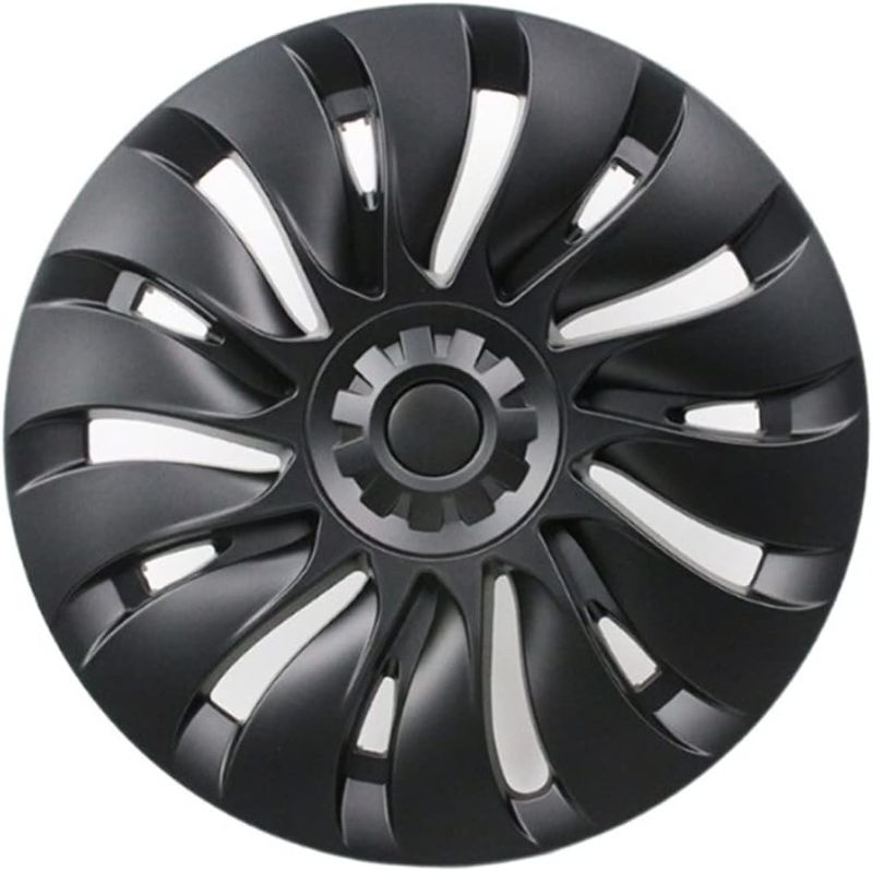 Photo 1 of 4PCS 19 Inch Left and Right Wheel Hub Cover Replacement with Full Rim Cover Accessories, Compatible for Tesla Y 2023 Model (Color : 1x R Matte Black)