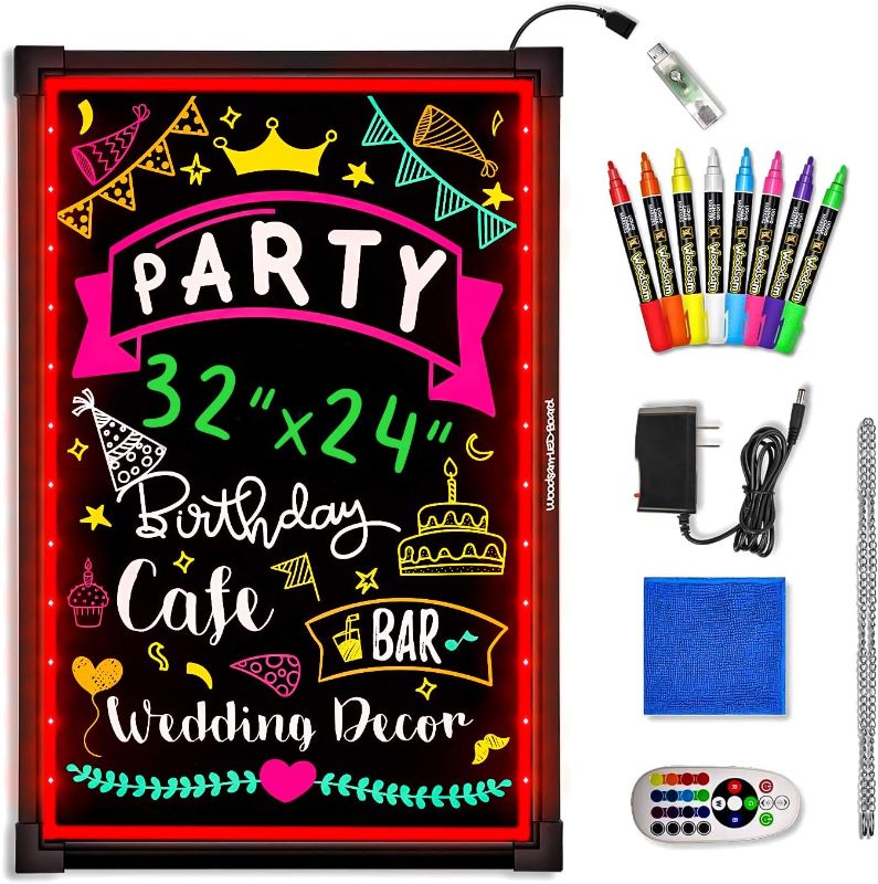 Photo 1 of 
Woodsam LED Message Writing Board - 32"x24" Flashing Illuminated Erasable Neon Sign With 8 Fluorescent Chalk Markers - Perfect For...
Size:32" X 24"