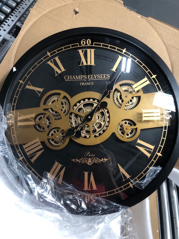 Photo 2 of 
TICKGEAR Original Moving Gear Large Metal Wall Clock 21". Vintage Industrial Steampunk Rustic Farmhouse Decor for Living Room, Office, Bar....
Color:Black+gold