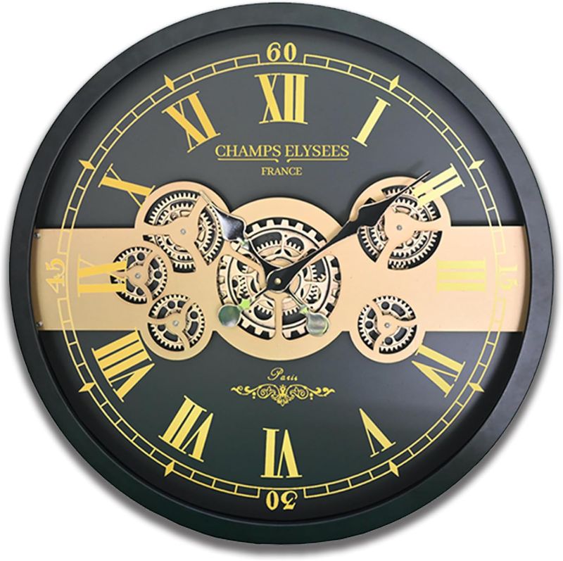 Photo 1 of 
TICKGEAR Original Moving Gear Large Metal Wall Clock 21". Vintage Industrial Steampunk Rustic Farmhouse Decor for Living Room, Office, Bar....
Color:Black+gold