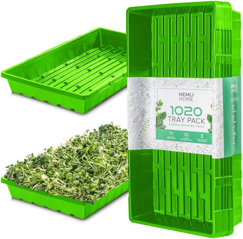 Photo 1 of 
1020 Seed Starting Trays, Plant Tray, Microgreens Growing Trays, Plastic Seed Trays, Reusable Seedling Tray, 5-Pack Growing Trays, Germination Tray,...
Color:Green