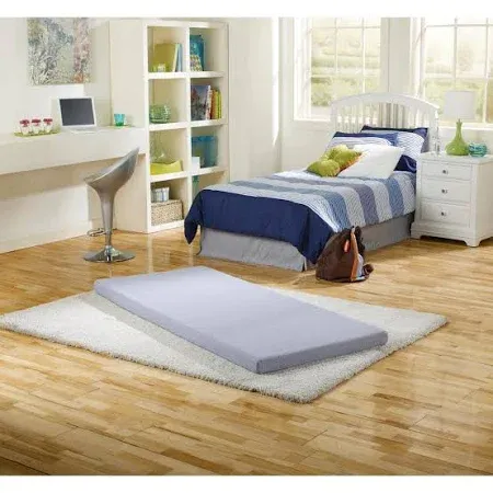 Photo 1 of  Siesta 3 in. Twin Blue Memory Foam Roll-Up Mattress