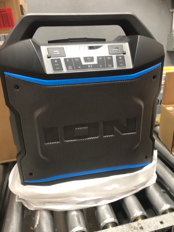 Photo 2 of **SEE NOTES** ION Audio Block Rocker - Portable Bluetooth Outdoor Party Speaker with Karaoke Microphone, Battery, 4 Speakers, Radio, USB Port, App, Water-Resistant, 120W 120 water-resistant ultra wide sound