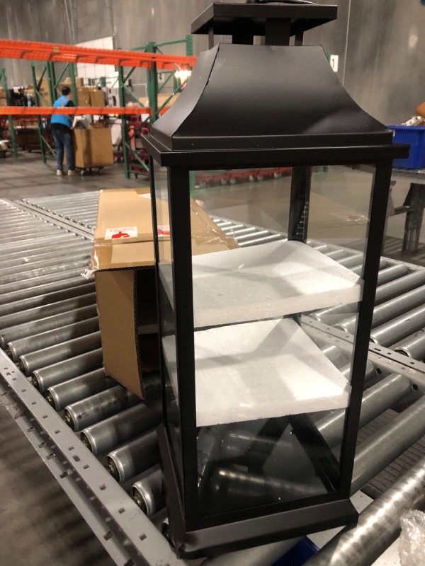 Photo 4 of **READ NOTES***Black Decorative Hurricane Lantern with Glass Panels, Perfect for Home Decor, Parties, Events, Table Top, Hanging Lantern for Indoor Large 25" High