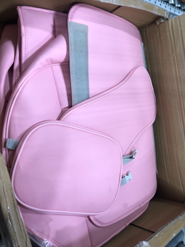 Photo 1 of CAR PASS 5 Seats Nappa Leather Seat Covers Full Set Cushioned Universal Waterproof Durable, All Pink Car Seat Covers Support Lumbar Women Leatherette Fit for SUV Pick-up Truck Sedan Cute Solid Pink Pink Full Sets
