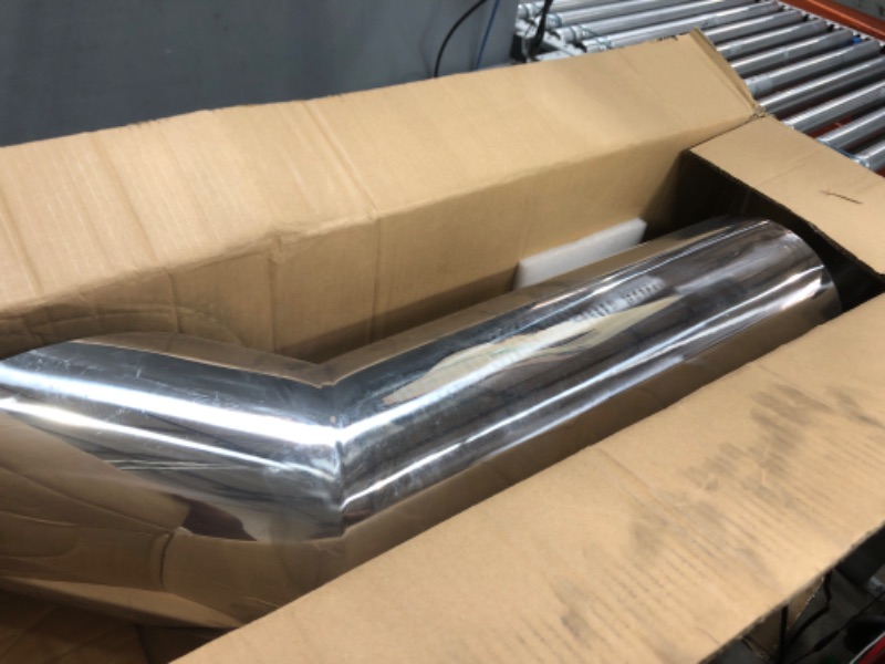 Photo 2 of FGJQEFG 5 Inch Inlet 8 Inch Outlet Polished Stainless Steel Miter Angle Cut Diesel Smoker Exhaust Stack Tip Diesel Exhaust Tip(Stack Smokers 5" ID Inlet 36" Long) 5‘’Inlet 8‘’Outlet-Silver