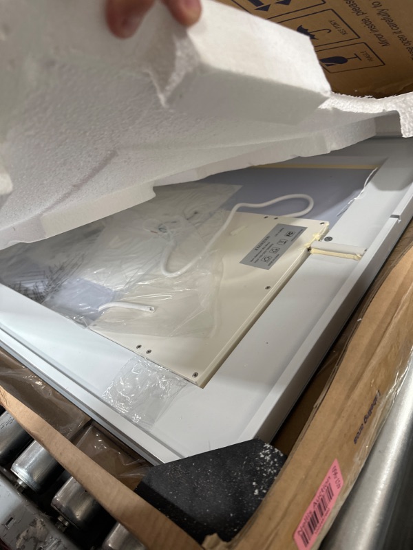 Photo 1 of **UNKNOWN IF FUNCTIONAL UNTESTED MINOR DAMAGE Keonjinn LED Mirror for Bathroom, 36 x 24 Inch Bathroom Vanity Mirror with Lights, Anti-Fog Wall Mounted Lighted Mirror Dimmable Brightness Front Light Makeup Mirror, IP54 (Vertical or Horizontal) 24x36 In