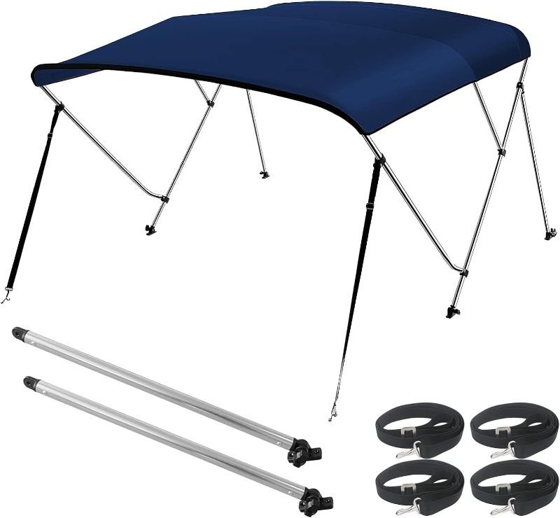 Photo 1 of 
Seamander Bimini Top for Boats,3-4 Bow 13 Different Size Bimini Top,Includes Bimini Top Hardwares and Boot Cover,3 Bow 6ft Length 61in - 66in Width 46in Height
Color:Navy Blue
Size:3 Bow 6'Lx 61"- 66"W x 46"H