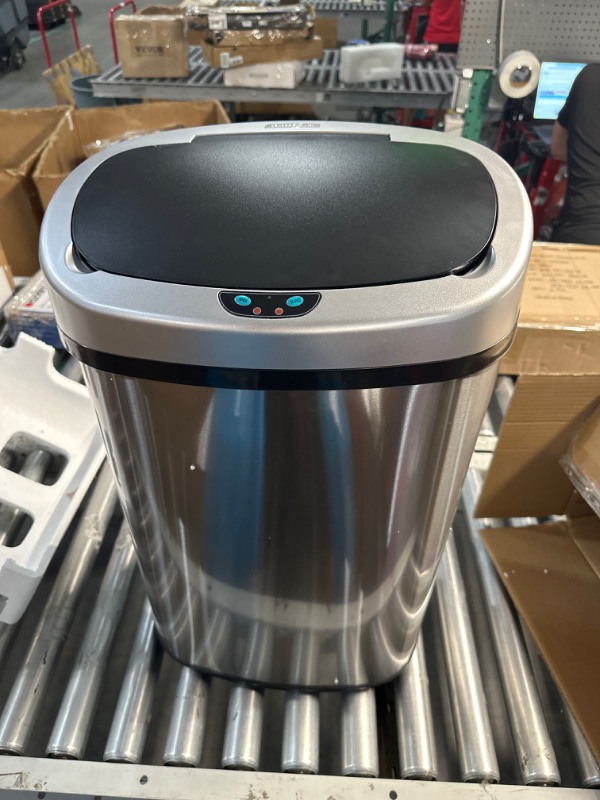 Photo 3 of **NON-REFUNDABLE - PARTS ONLY** iTouchless 13 Gallon Oval Sensor Touchless Trash Can with Odor Control System & AC Power Adapter