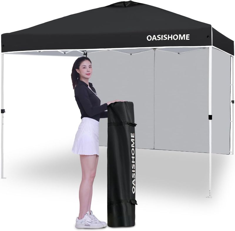 Photo 1 of 
OASISHOME Pop-up Portable Outdoor Canopy Tent 10'x10' Instant Gazebo, with 1 Sidewall, Carry Bag, Stakes, Ropes, for Outdoor/Beach/Patio/Wedding...
Size:10FTx10FT
Color:1-Black