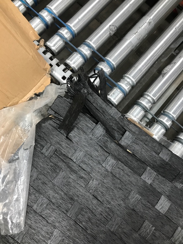 Photo 1 of Room Divider and Folding Privacy Screen, 4 Panel Wood Mesh Woven Design Room Screen Divider, Folding Portable Partition Screen for Decorating Bedroom, Living Room, Office Separator Black 4-panel