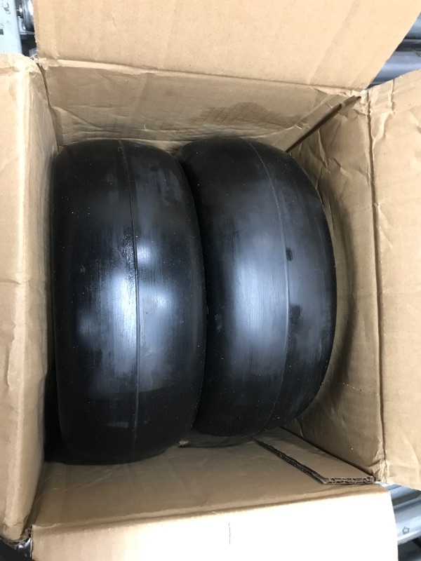 Photo 1 of MaxAuto 11x4.00-5" Flat Free Zero Turn Mowers Tire on Wheel, 3/4" or 1/2" Bushings, 3.4" Centered Hub - Hub Length 3.4"-5", Universal Fit Smooth Tread Tire for Zero Turn Lawn Mowers, Set of 2