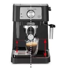 Photo 1 of De'Longhi Stilosa Manual Espresso Machine, Latte & Cappuccino Maker, 15 Bar Pump Pressure + Manual Milk Frother Steam Wand & DeLonghi Double Walled Thermo Espresso Glasses, Set of 2, Regular, Clear Machine